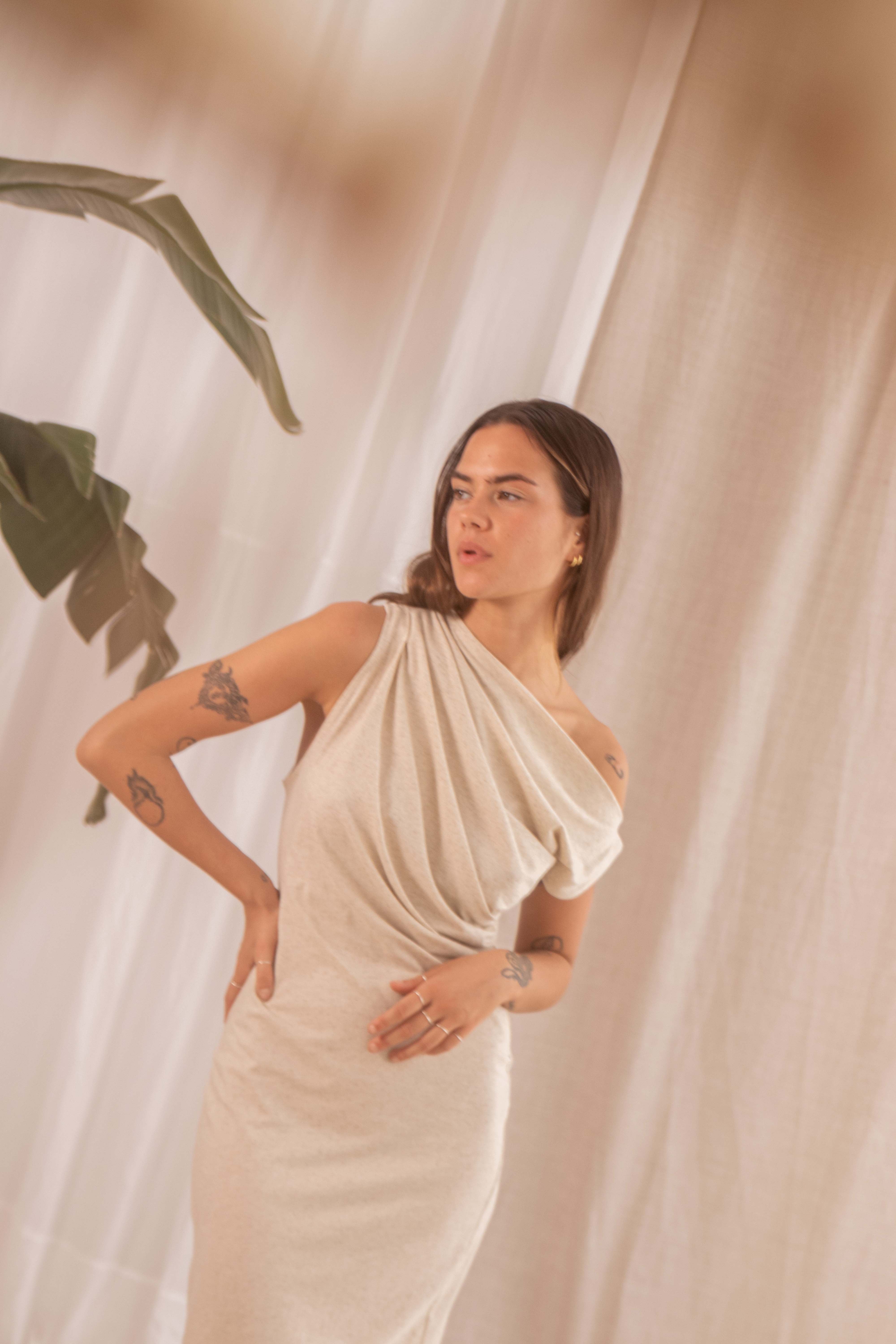 Drape Linen Dress